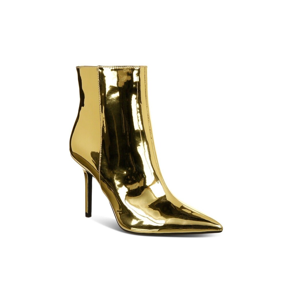 INC Womens 6.5 M Gold Holand Pointed Toe High Heel Ankle Booties DISPLAY TG6
